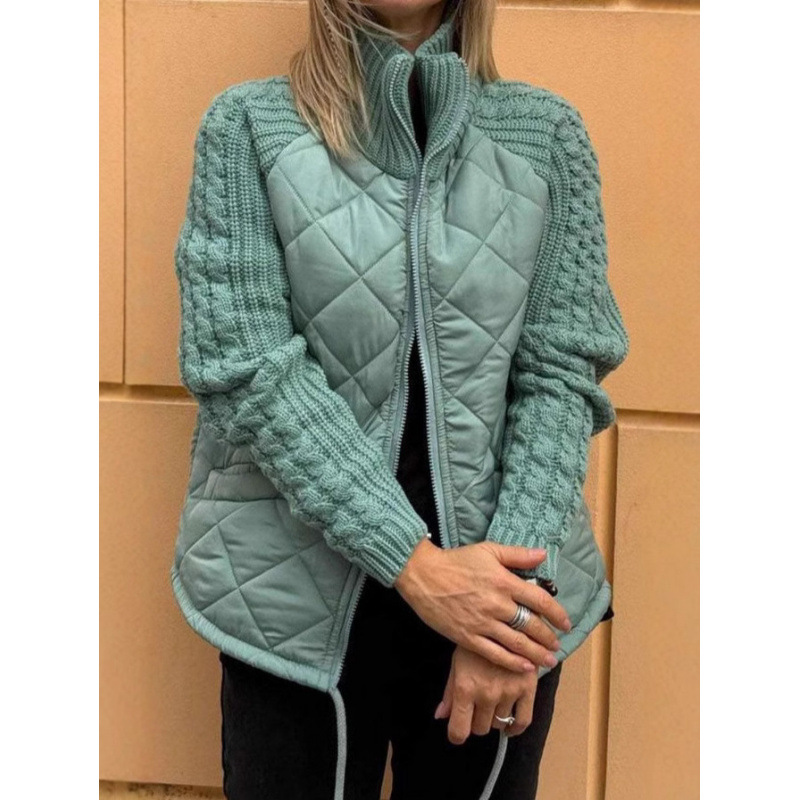 Women'S Fashion Quilted Jacket - Женская вязаная куртка на осень-зиму, модный