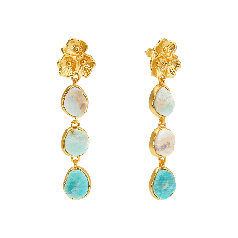 Women'S Fashion Website - Женские серьги-подвески IVOG с зеленым полудрагоценным