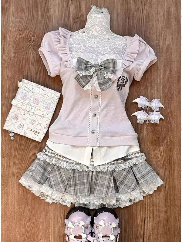 Women Fashion Wear - Женский розовый топ с кружевными вставками,