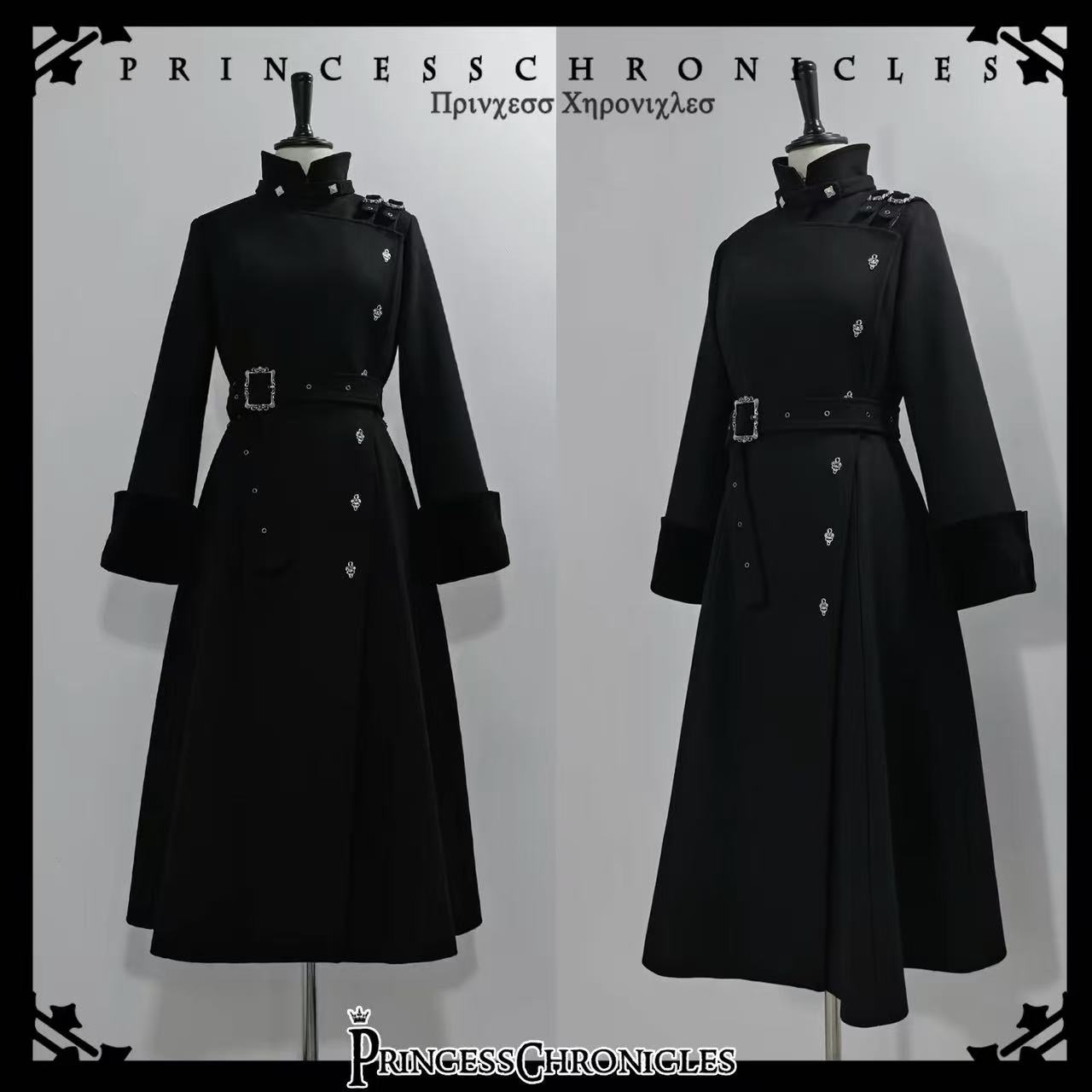 Women Fashion Jackets - Элегантное длинное шерстяное пальто в готическом