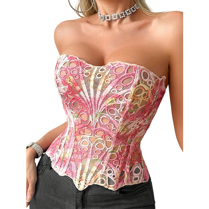 Corset Top Boned - Сексуальный корсет-топ из прозрачной сетки с