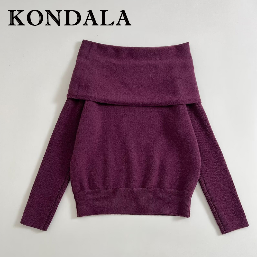 Women'S Fashion Trends Fall 2025 - KONDALA винтажный винно-красный сексуальный модный свитер
