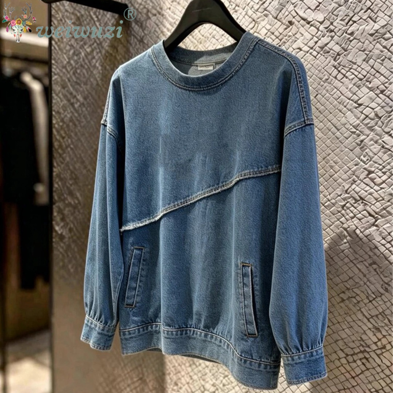 Women Fashion Jeans - Женская джинсовая куртка с асимметричным кроем,