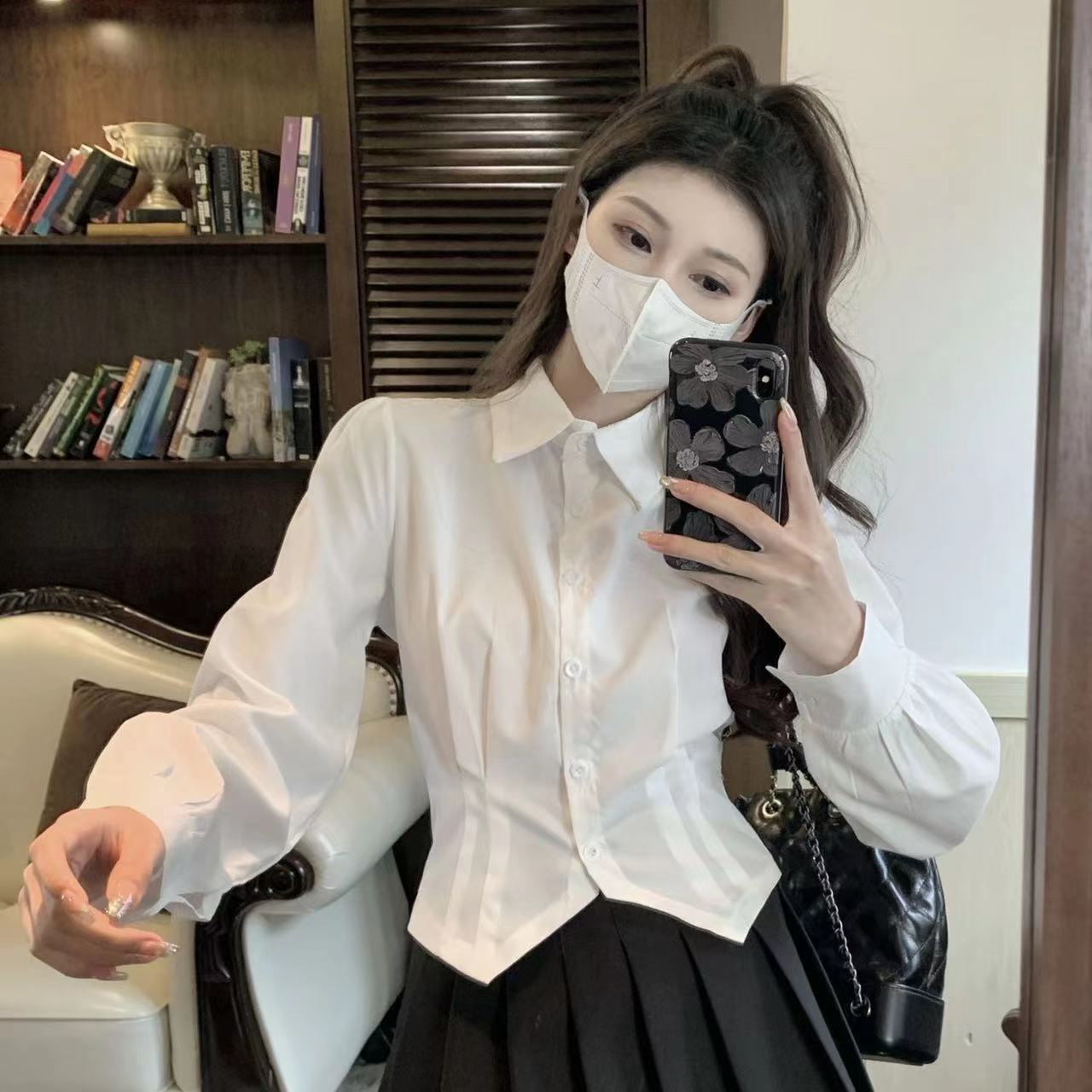 Белая винтажная рубашка с длин – обзор и цена Wrap Blouse Chiffon
