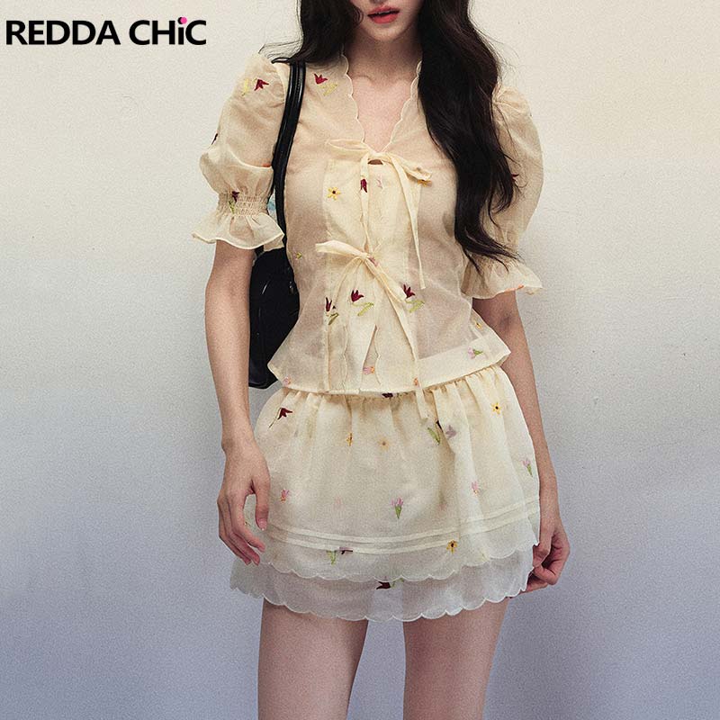 REDDACHiC Женский комплект из  – обзор и цена Puff Sleeve Blouse