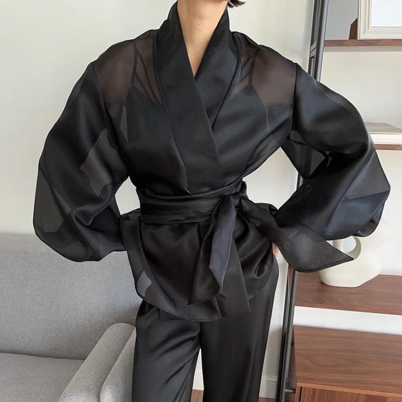 Элегантная черная блузка-накид – обзор и цена Wrap Blouse Chiffon